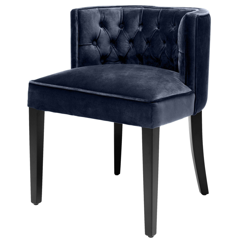 Стул Eichholtz Dining Chair Dearborn blue Темно-синий Черный в Екатеринбурге | Loft Concept 