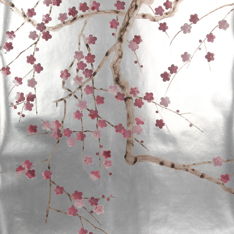 Обои ручная роспись Plum Blossom Blossom on Tarnished Silver gilded paper  в Екатеринбурге | Loft Concept 