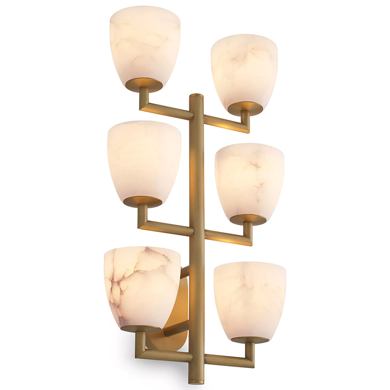 Настенный светильник Eichholtz Wall Lamp Valerius Латунь Белый Мрамор Bianco ivory ( слоновая кость ) в Екатеринбурге | Loft Concept 