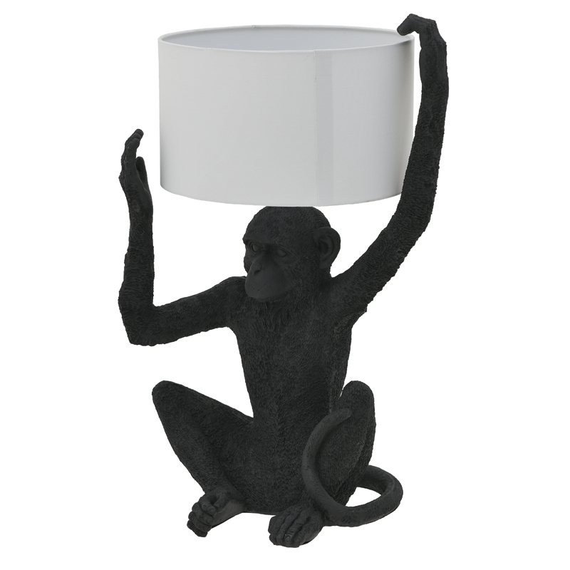 Настольная лампа Black Monkey Holding Lampshade Черный Белый в Екатеринбурге | Loft Concept 