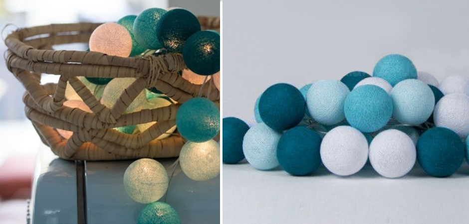 Гирлянда хлопковые фонарики Сotton Ball Aqua - Loft-Concept в Екатеринбурге