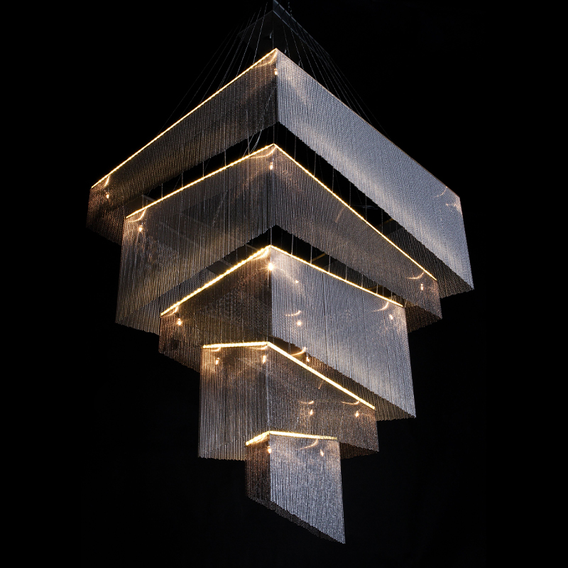 Люстра Серебряные цепочки Willowlamp Geometric Storm Silver Серебряный в Екатеринбурге | Loft Concept 