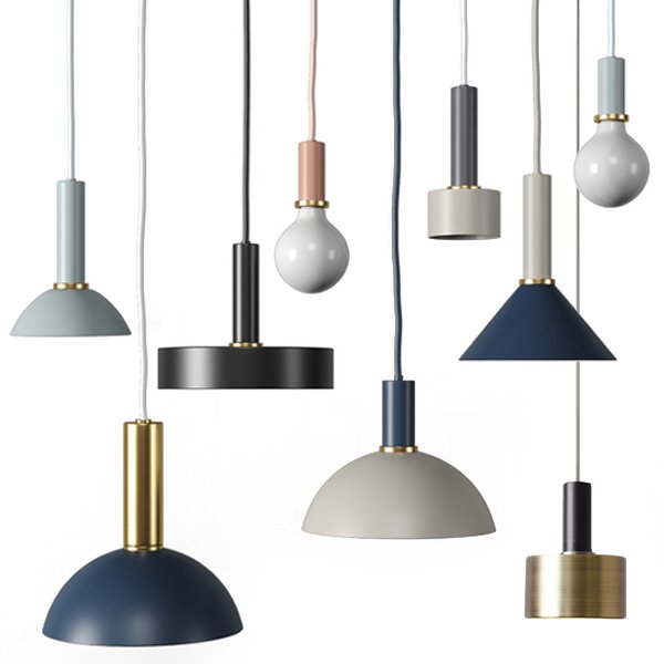 Подвесной светильник Ferm Living Socket Pendant High  Черный Латунь Голубой пастельный Темно-синий Белый Дымчатая Роза в Екатеринбурге | Loft Concept 