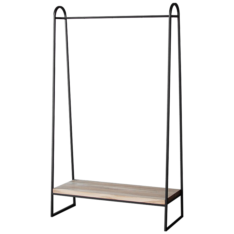 Рейл Amba Industrial Metal Rust Clothes Rail Черный Светлый дуб в Екатеринбурге | Loft Concept 