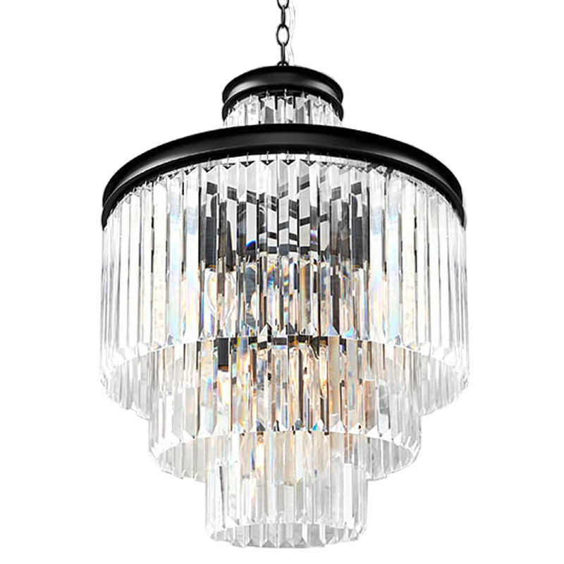 Люстра RH Odeon Chandelier Four Black 50 Прозрачное Стекло Черный в Екатеринбурге | Loft Concept 