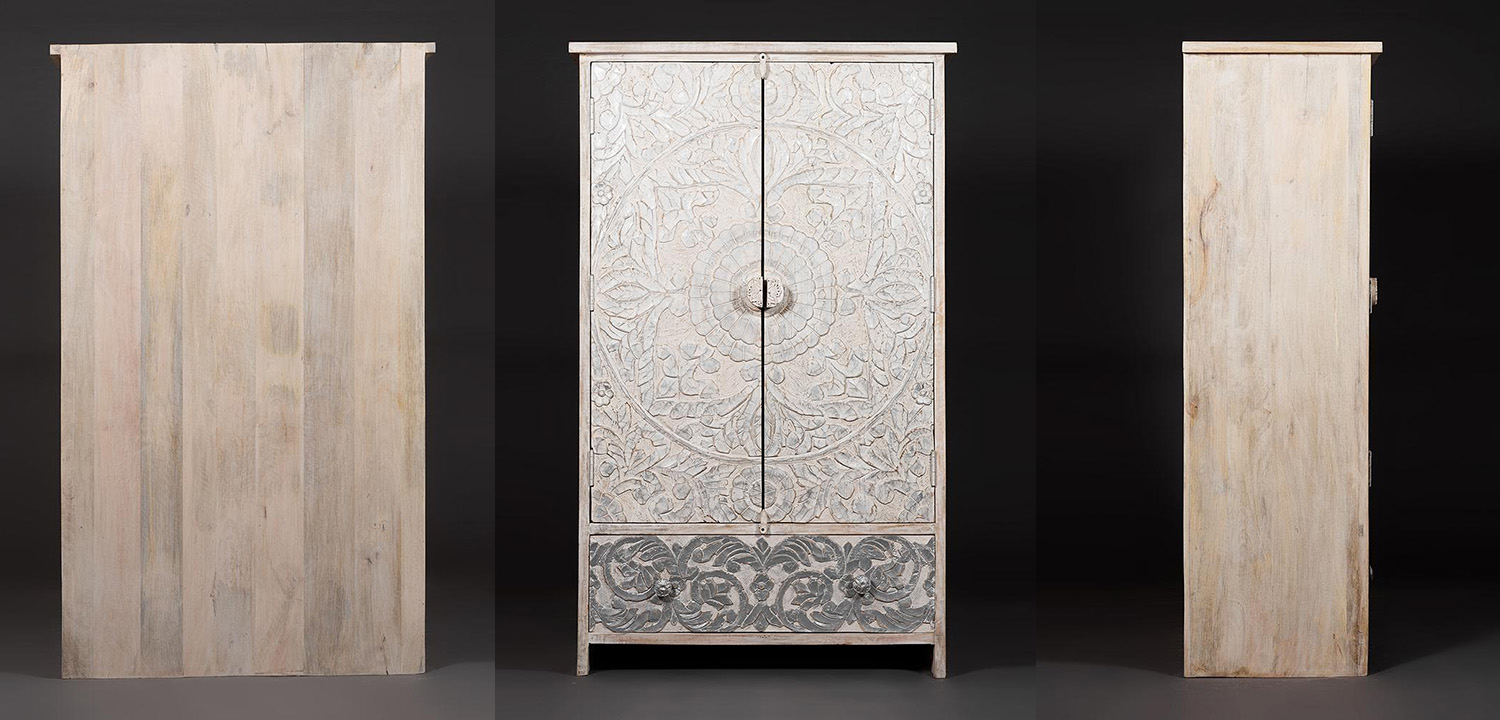 Шкаф Indian antique white Cupboard - фото №3