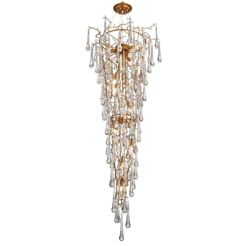 Люстра Waterfall Chandelier Crystal Drops Золотой Прозрачный в Екатеринбурге | Loft Concept 