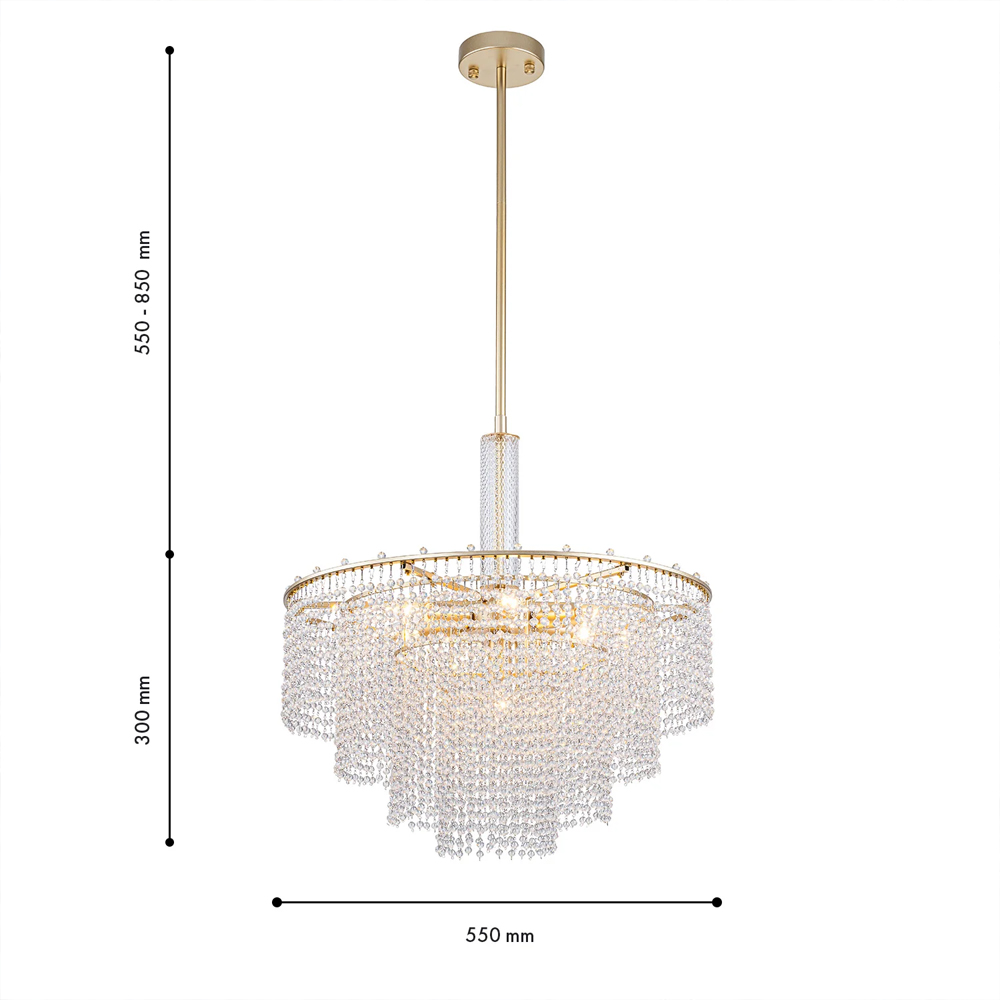 Люстра многоярусная с каскадами кристаллов Crystal Rains в Екатеринбурге