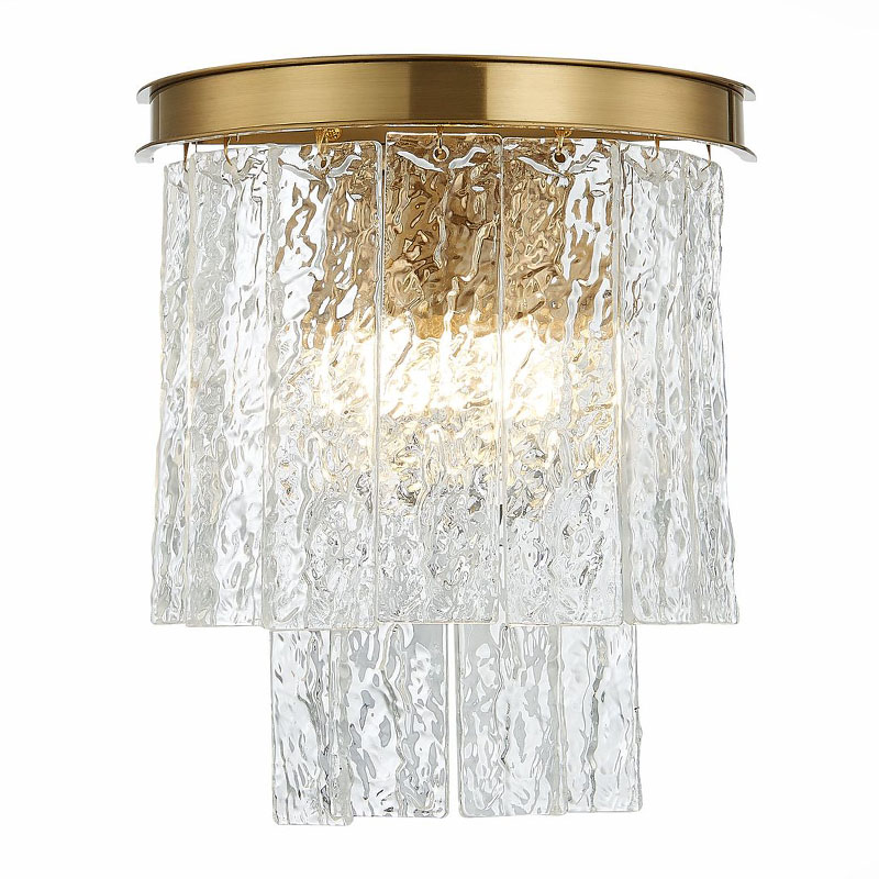 Бра Renea Textured Glass Wall Lamp Brass Латунь Прозрачное Стекло в Екатеринбурге | Loft Concept 