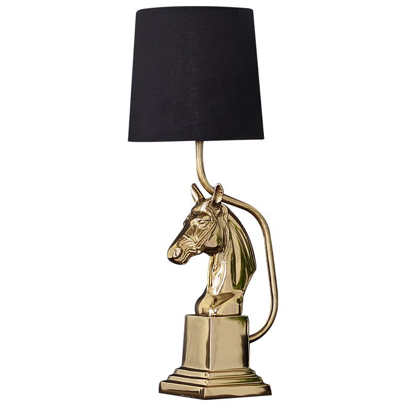 Настольная лампа с абажуром Lampshade Horse Sculpture Gold Черный Глянцевое золото в Екатеринбурге | Loft Concept 