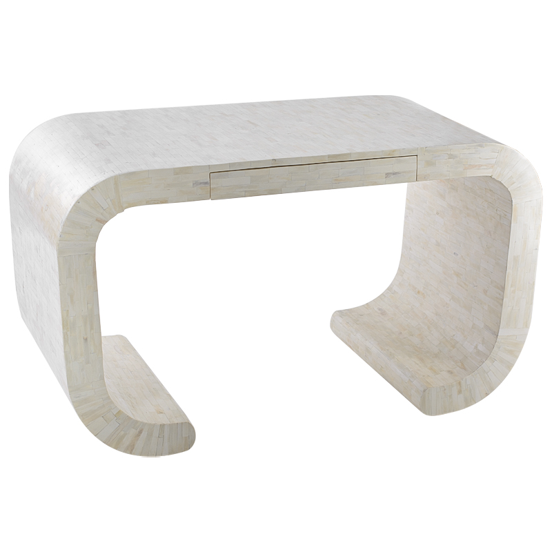 Стол рабочий Bone Inlay Table white Белый Бежевый в Екатеринбурге | Loft Concept 