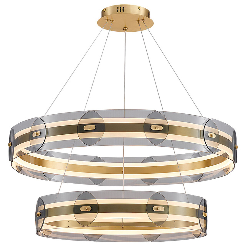 Люстра Gold 2 ring horizontal chandelier Прозрачный Латунь в Екатеринбурге | Loft Concept 