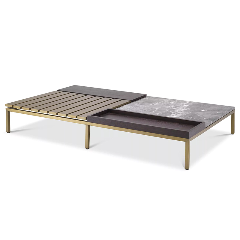 Кофейный стол Eichholtz Coffee Table Forma Латунь Серый Коричневый в Екатеринбурге | Loft Concept 