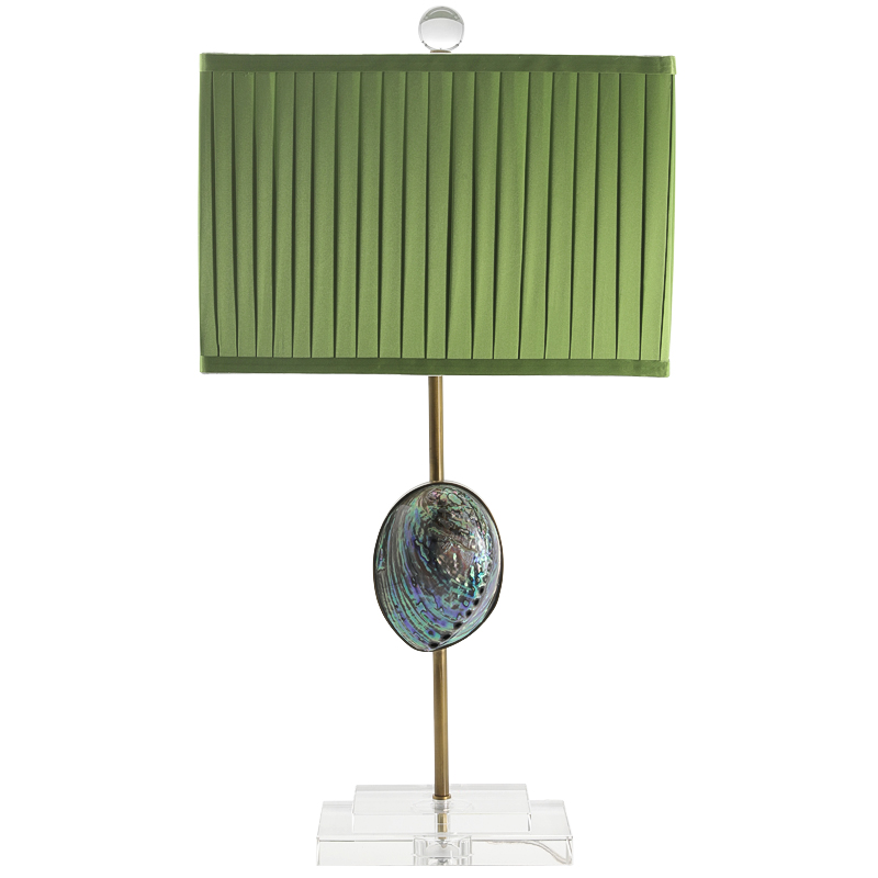 Настольная лампа с абажуром Green Semiprecious Stone Table Lamp Зеленый Прозрачное Стекло Латунь Перламутровый в Екатеринбурге | Loft Concept 