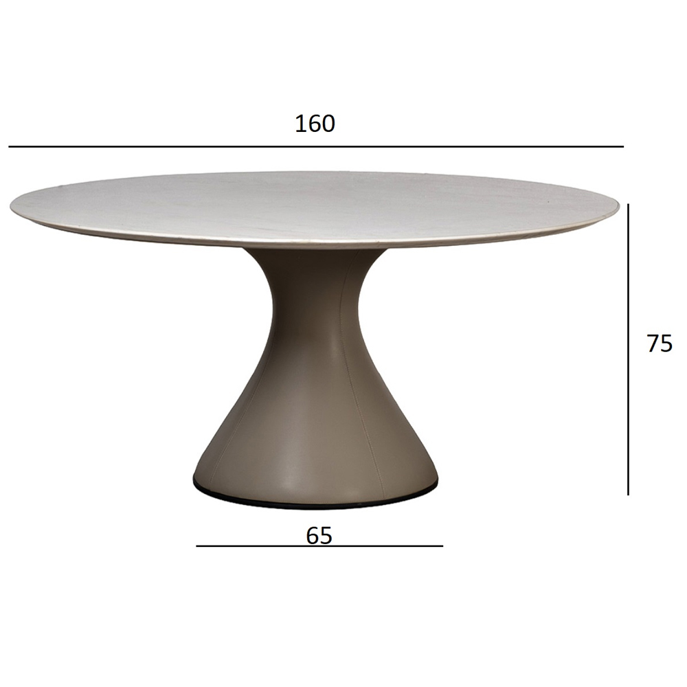Стол обеденный круглый мраморный на бежевом основании Valedmir в Екатеринбурге