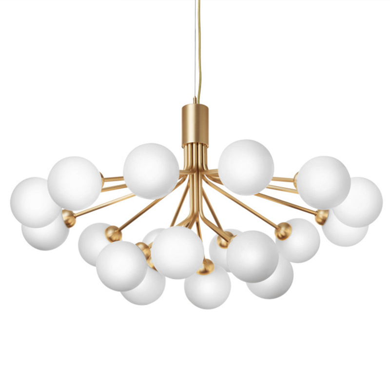 Люстра Berries Chandelier White Balloons Gold 18 Золотой Белое матовое стекло в Екатеринбурге | Loft Concept 