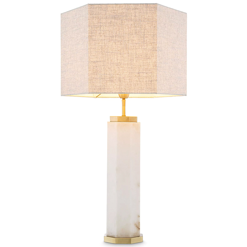 Настольная лампа Eichholtz Table Lamp Newman Alabaster Латунь Серый Белый в Екатеринбурге | Loft Concept 