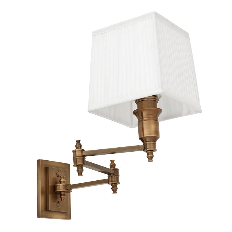 Бра Wall Lamp Lexington Swing Brass+White Латунь Античная полированная Белый в Екатеринбурге | Loft Concept 