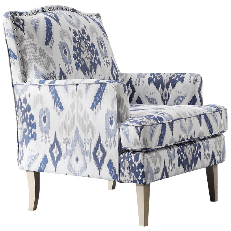 Кресло Armchair Ornament Blue Ikat Белый Светло-синий Бежевый в Екатеринбурге | Loft Concept 