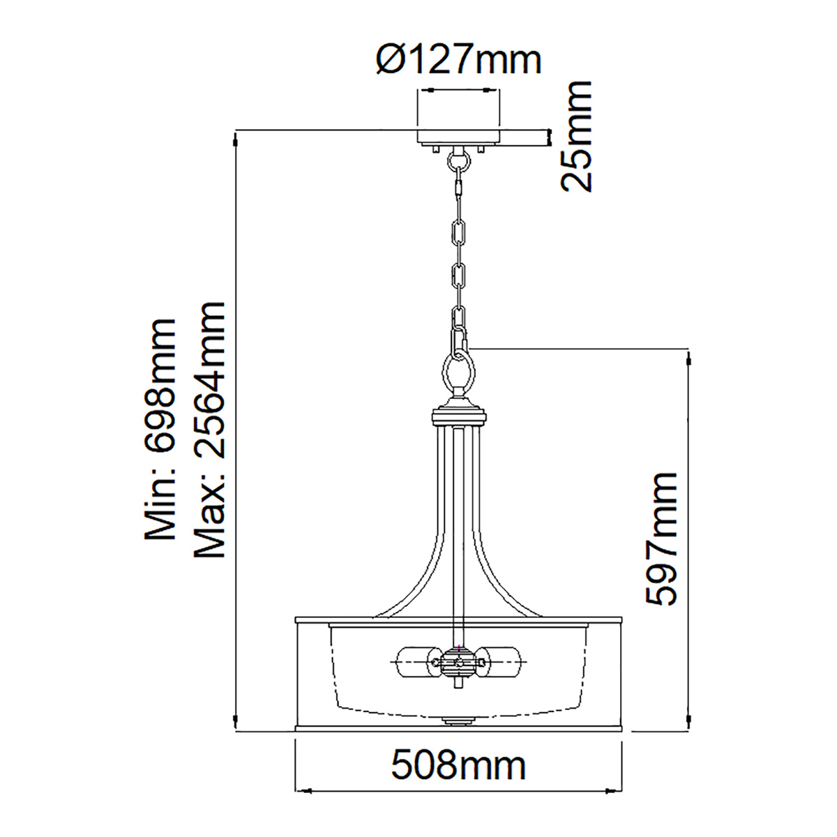 Люстра подвесная с двойным круглым плафоном из органзы и матового стекла Kichler в Екатеринбурге