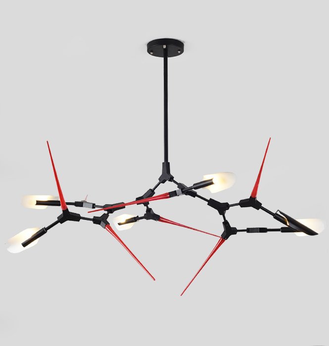 Люстра Red Spikes Chandelier 6 Черный Красный в Екатеринбурге | Loft Concept 