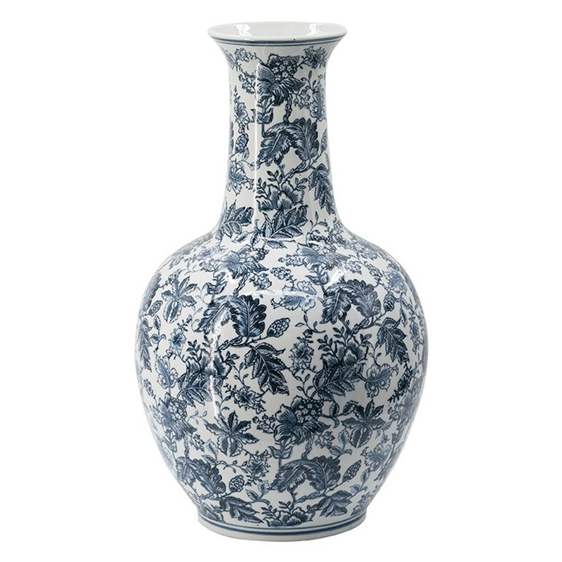 Ваза с классическим узором шинуазри синего цвета Blue & White Ornament Белый Синий Ваза с классическим узором шинуазри синего цвета Blue & White Ornament Белый Синий в Екатеринбурге | Loft Concept