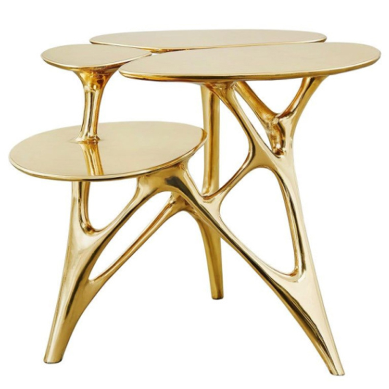 Дизайнерский приставной столик Lotus Small Side Table or End Table Brass by Zhipeng Tan Золотой в Екатеринбурге | Loft Concept 