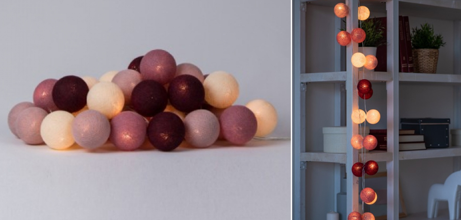 Гирлянда хлопковые фонарики Сotton Ball Rosegarden - Loft-Concept в Екатеринбурге