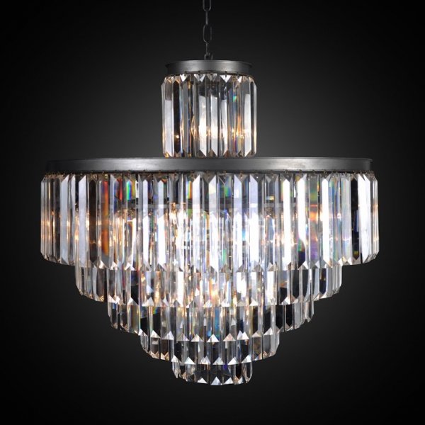 Люстра RH 1920s Odeon Clear Glass Fringe Chandelier - 6 rings Черный в Екатеринбурге | Loft Concept 