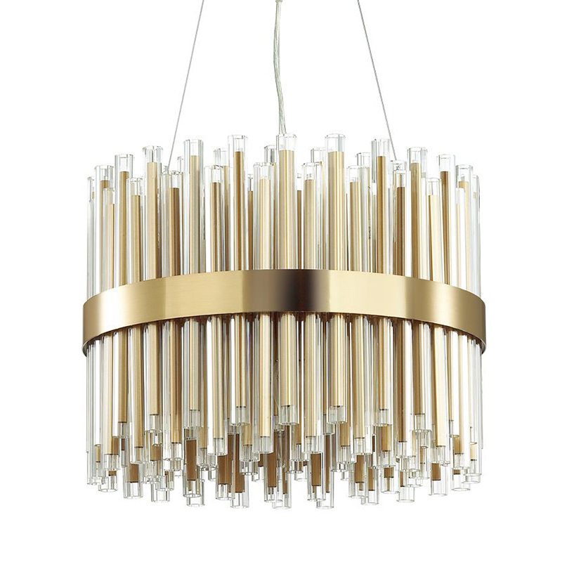 Люстра Gladwin Round Glass Tubes Chandelier Золотой Прозрачный в Екатеринбурге | Loft Concept 