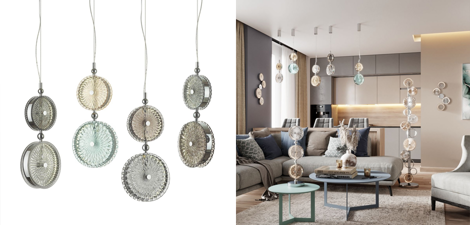 Подвесной светодиодный светильник Peony Yellow&Blue - фото №1