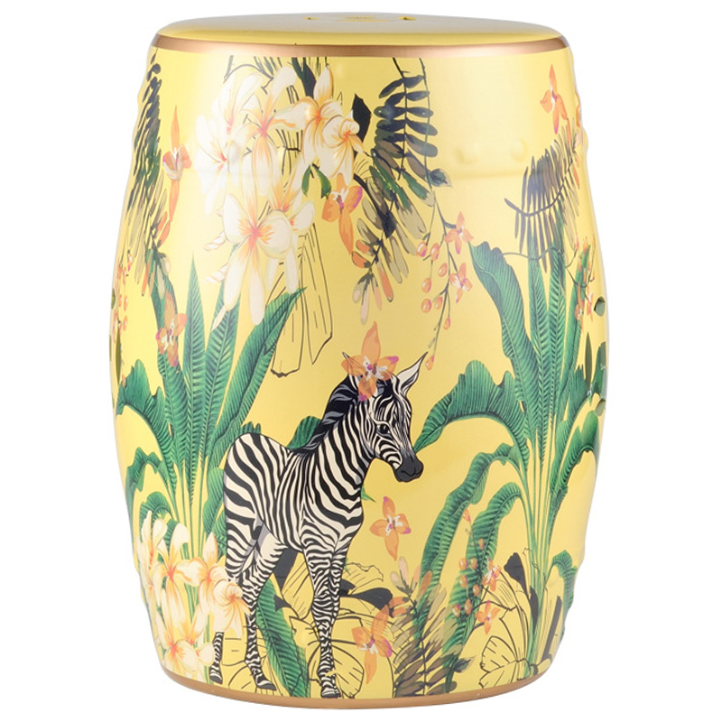 Керамический табурет Zebra Tropical Animal Ceramic Stool Yellow Желтый Черно-белый Зеленый в Екатеринбурге | Loft Concept 