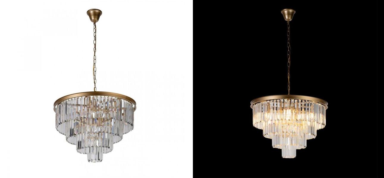 Круглая Люстра RH 1920s Odeon GOLD iron Four Layers Серое Прозрачное диаметр 60 см - фото №2