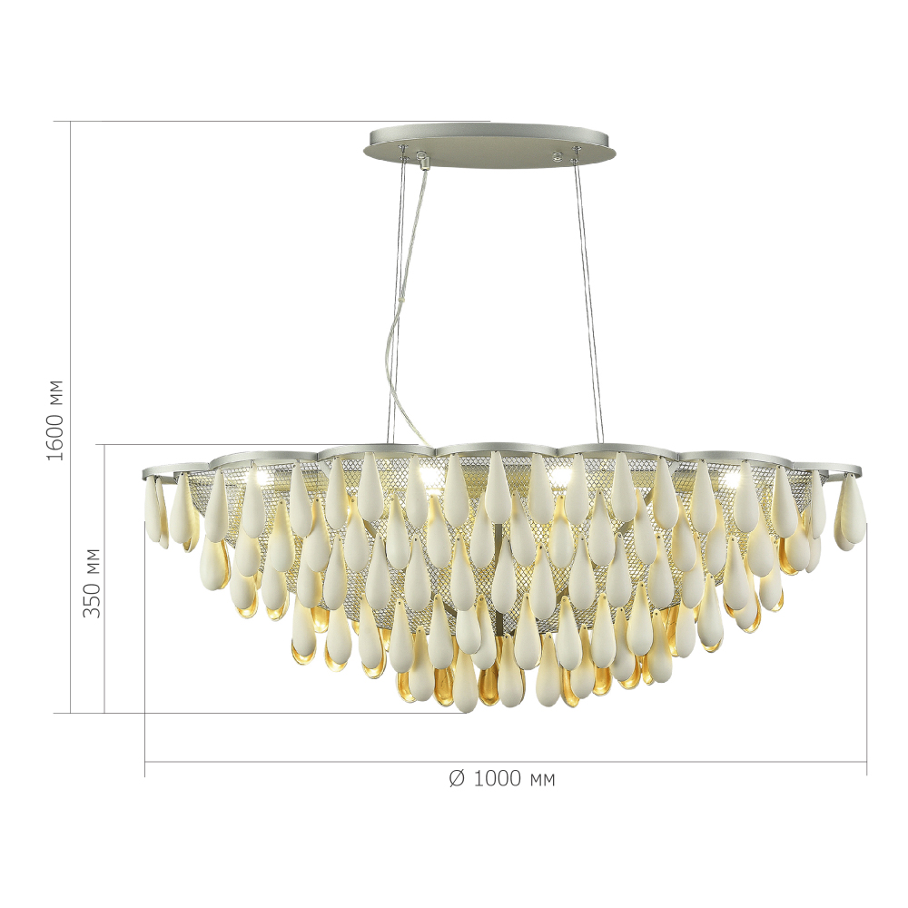 Люстра с подвесками в форме капель на серебристом каркасе Raindrop в Екатеринбурге