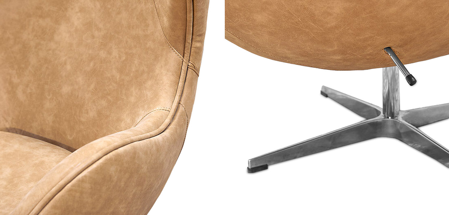 Кресло яйцо Egg Chair коричневая винтажная кожа - фото №1