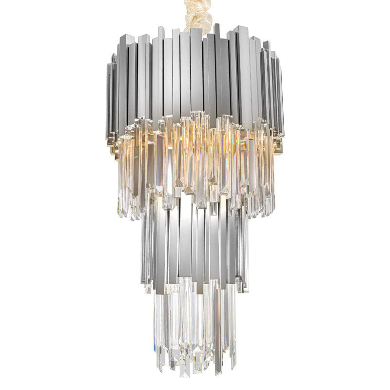 Люстра многоярусная Luxxu Modern Cascade Chandelier Silver Metal Glass 35 Прозрачное Стекло Серебряный в Екатеринбурге | Loft Concept 