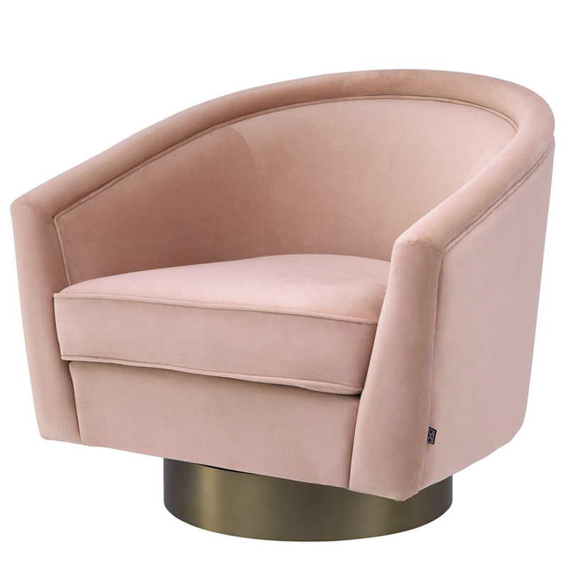 Кресло Eichholtz Swivel Chair Catene nude Розовый пастельный матовое золото в Екатеринбурге | Loft Concept 