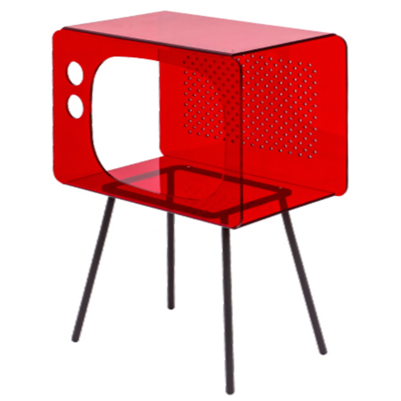 Красная тумбочка в виде телевизора из акрила Red Acrylic Television Nightstand Красный в Екатеринбурге | Loft Concept 