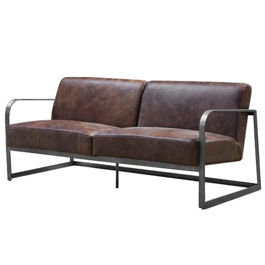 Диван INDIO METAL leather SOFA Коричневый в Екатеринбурге | Loft Concept 