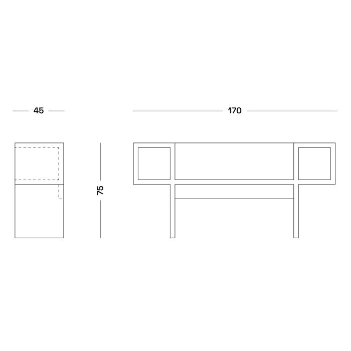 Дизайнерская скамейка Poltronova Canton  Beech and Black Bench в Екатеринбурге