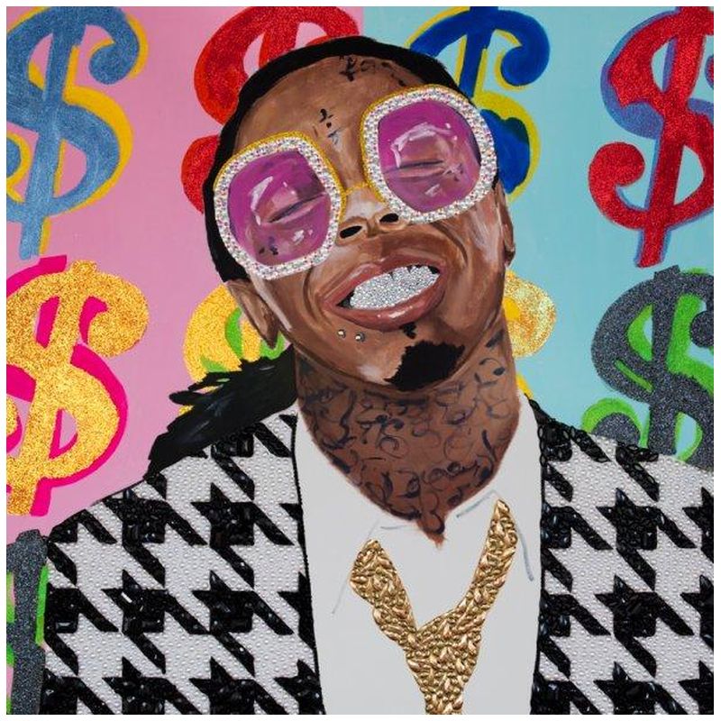 Картина Lil Wayne with Money Background, And Houndstooth Jacket Мульти в Екатеринбурге | Loft Concept 