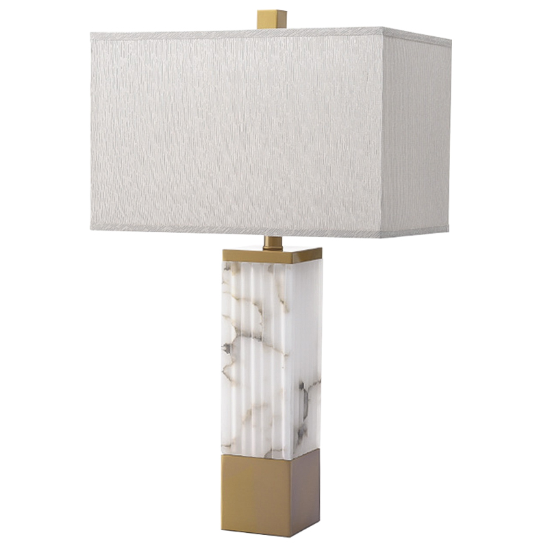 Настольная лампа Blanchefleur Marble Table Lamp Белый Мрамор Bianco Серый Латунь в Екатеринбурге | Loft Concept 