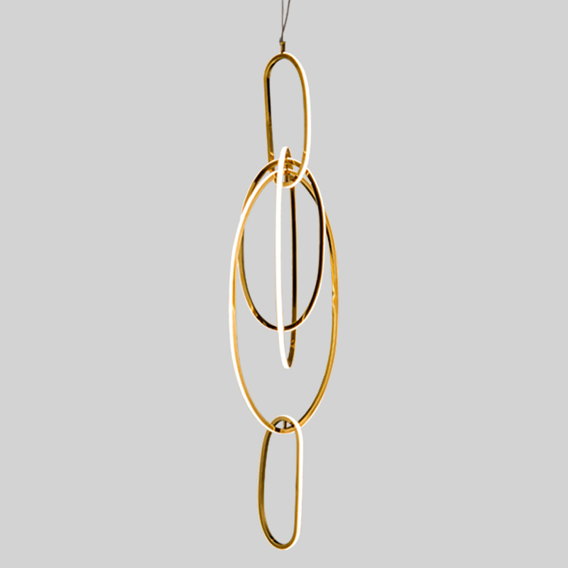 Люстра Vertical Gold Oval Rings Chandelier Золотой в Екатеринбурге | Loft Concept 