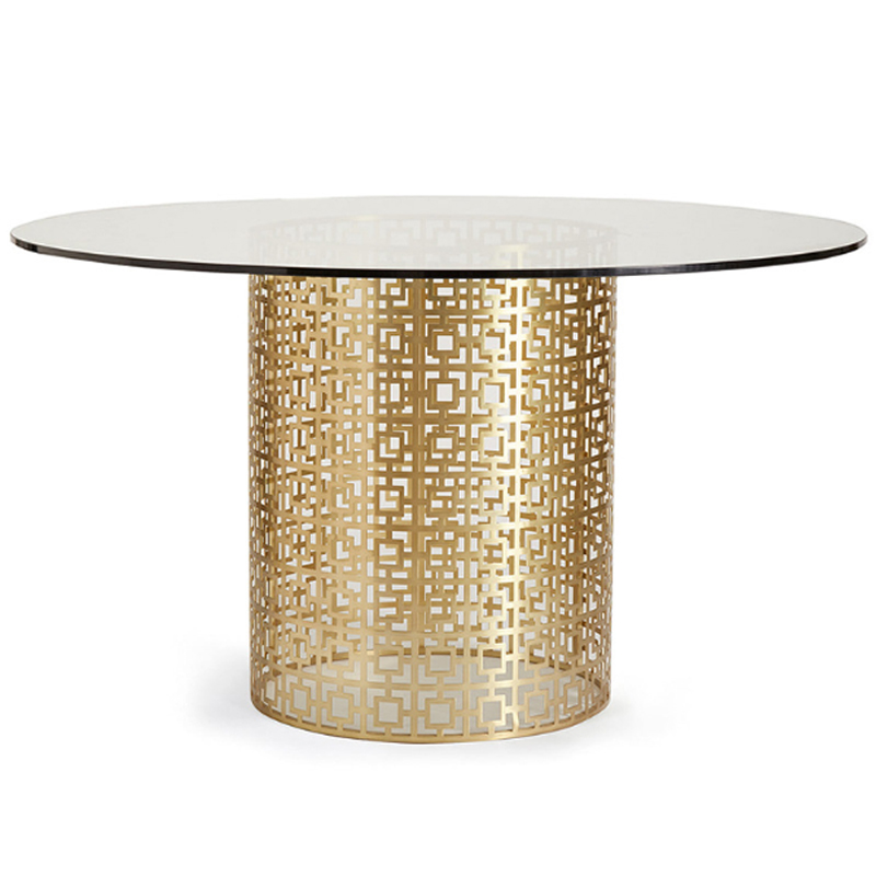 Обеденный стол Jonathan Adler Nixon Dining Table столешница Стекло Золотой Прозрачный в Екатеринбурге | Loft Concept 