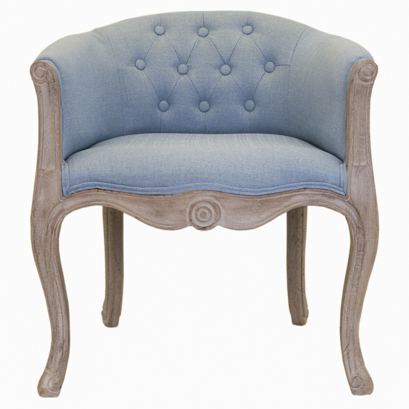 Кресло низкое в стиле прованс Louis French Armchair light blue flax Светло-голубой Бежево-серый в Екатеринбурге | Loft Concept 