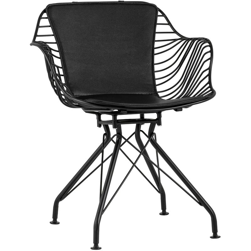 Стул Bertoia с подлокотником Chair Black metal Черный в Екатеринбурге | Loft Concept 