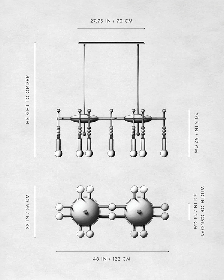 Линейная Люстра TALISMAN 14 патронов по дизайну студии Apparatus в Екатеринбурге