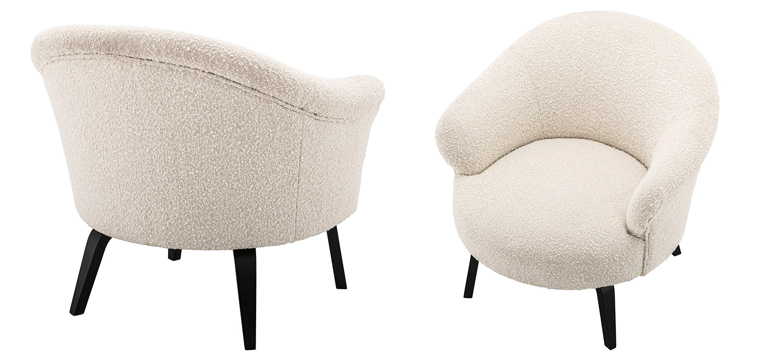 Кресло Eichholtz Chair Moretti Boucle Бежевый Черный - фото №1
