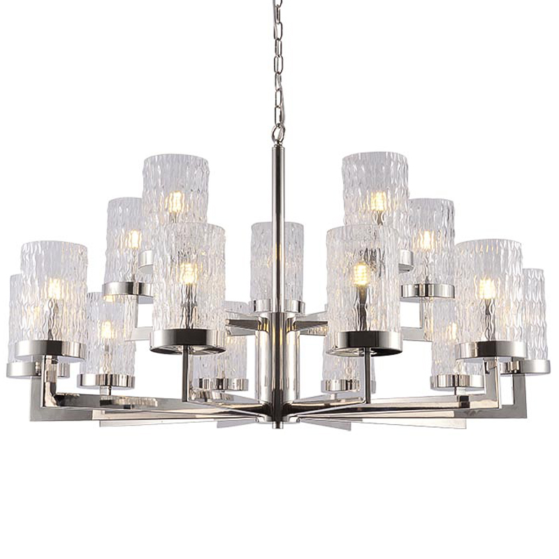 Люстра Estebe Glass Nickel Chandelier 14 Прозрачный Никель в Екатеринбурге | Loft Concept 