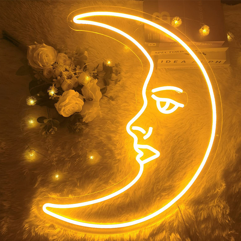 Неоновая настенная лампа Crescent Moon Neon Wall Lamp Прозрачный Желтый в Екатеринбурге | Loft Concept 